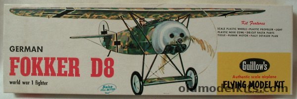 Guillows Fokker D-VIII Flying Razor - 18 inch Wingspan Rubber Powered Balsa Wood Kit, 106 plastic model kit